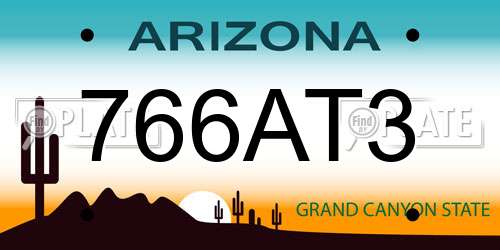 766AT3 Arizona License Plate