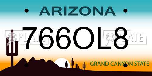 766OL8 Arizona License Plate