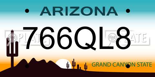 766QL8 Arizona License Plate