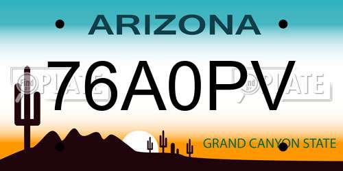 76A0PV Arizona License Plate
