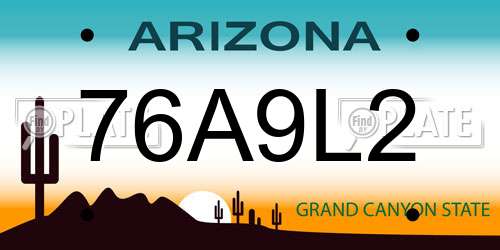 76A9L2 Arizona License Plate
