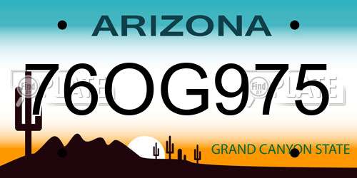 76OG975 Arizona License Plate