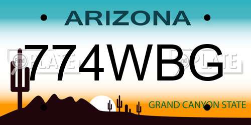 774WBG Arizona License Plate