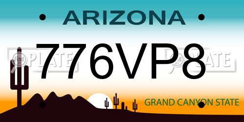 776VP8 Arizona License Plate