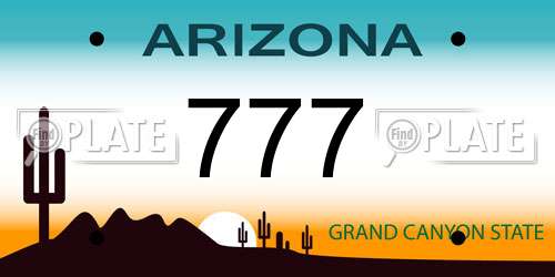 777 Arizona License Plate