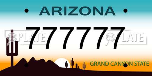 777777 Arizona License Plate