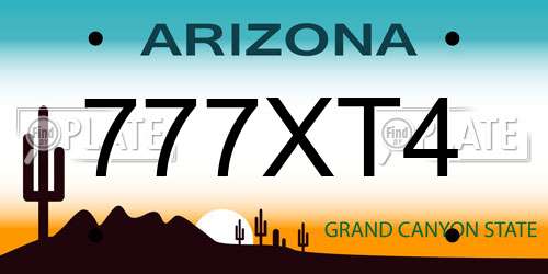 777XT4 Arizona License Plate