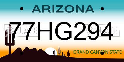 77HG294 Arizona License Plate