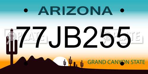 77JB255 Arizona License Plate