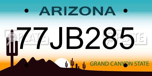77JB285 Arizona License Plate