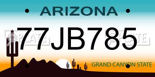 77JB785 Arizona License Plate