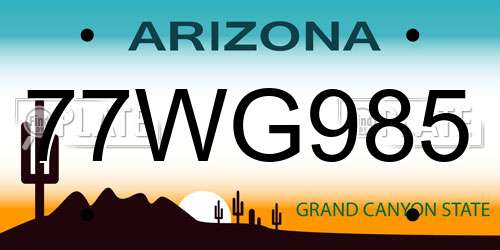 77WG985 Arizona License Plate