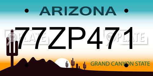 77ZP471 Arizona License Plate