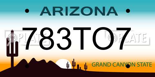 783TO7 Arizona License Plate