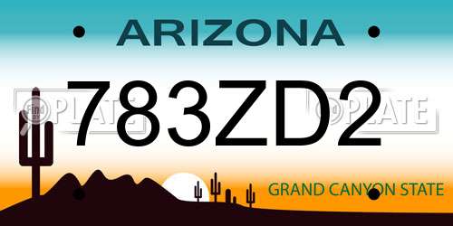 783ZD2 Arizona License Plate