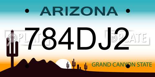784DJ2 Arizona License Plate