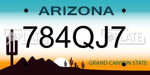 784QJ7 Arizona License Plate