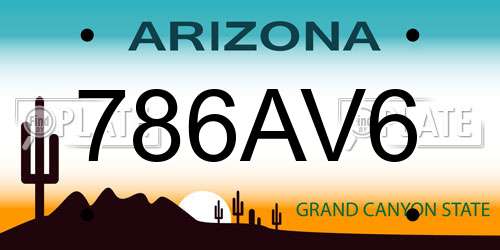 786AV6 Arizona License Plate