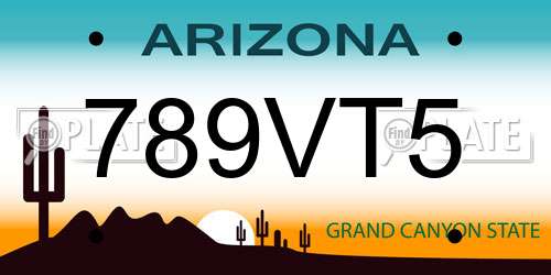789VT5 Arizona License Plate
