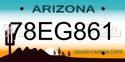 78EG861 Arizona License Plate