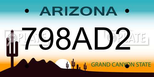 798AD2 Arizona License Plate