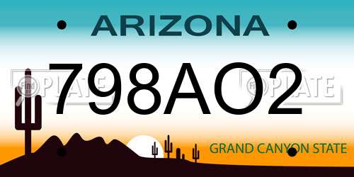 798AO2 Arizona License Plate