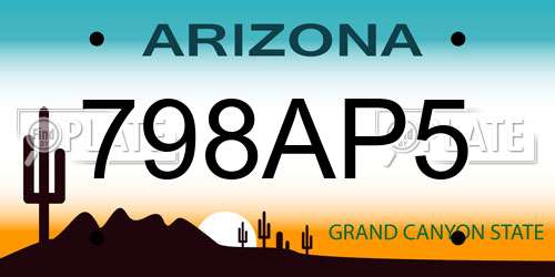 798AP5 Arizona License Plate