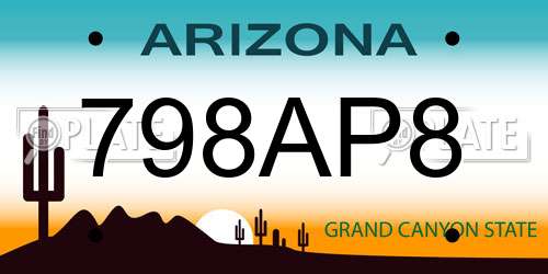 798AP8 Arizona License Plate