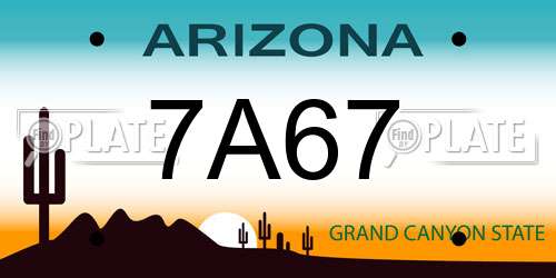 7A67 Arizona License Plate