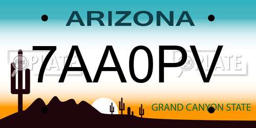 7AA0PV Arizona License Plate