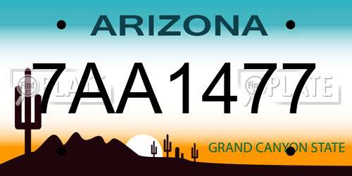 7AA1477 Arizona License Plate