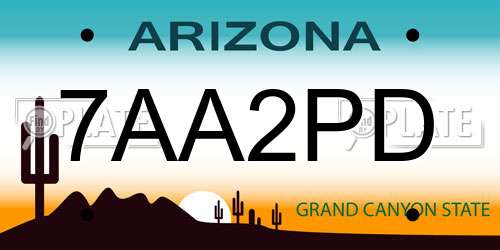 7AA2PD Arizona License Plate