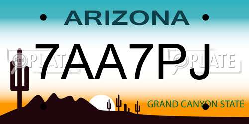 7AA7PJ Arizona License Plate