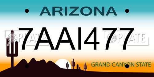 7AAI477 Arizona License Plate