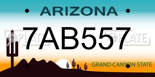 7AB557 Arizona License Plate