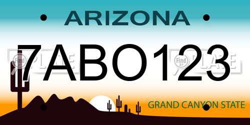 7ABO123 Arizona License Plate