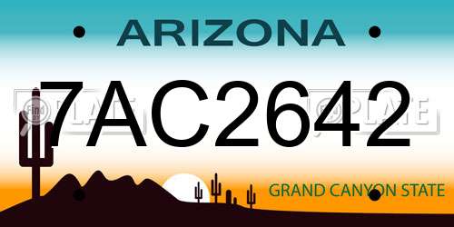 7AC2642 Arizona License Plate