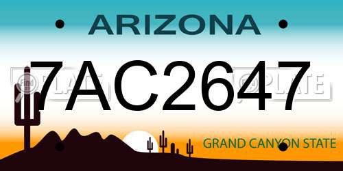 7AC2647 Arizona License Plate