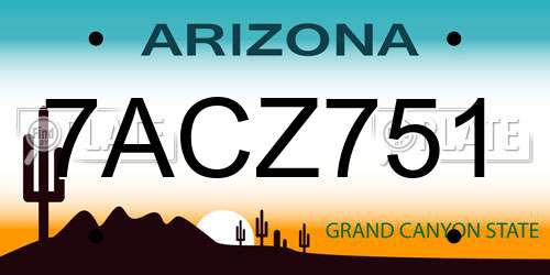 7ACZ751 Arizona License Plate