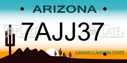 7AJJ37 Arizona License Plate