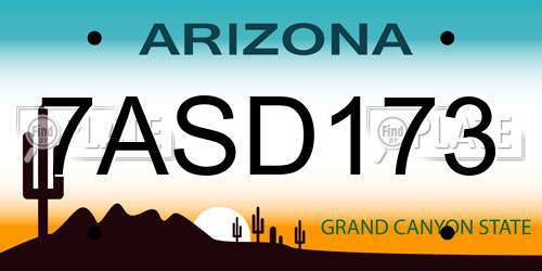 7ASD173 Arizona License Plate