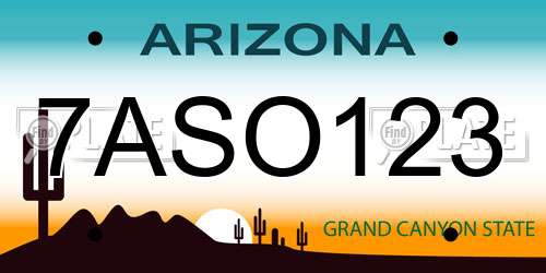7ASO123 Arizona License Plate