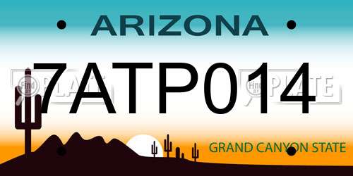 7ATP014 Arizona License Plate