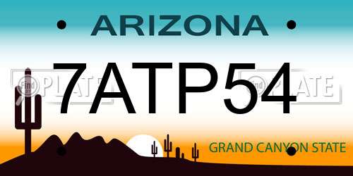 7ATP54 Arizona License Plate