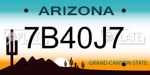 7B40J7 Arizona License Plate