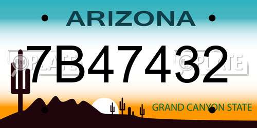 7B47432 Arizona License Plate
