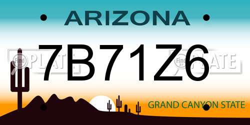 7B71Z6 Arizona License Plate