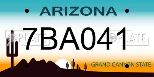 7BA041 Arizona License Plate