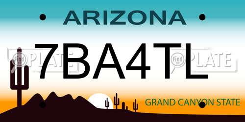 7BA4TL Arizona License Plate