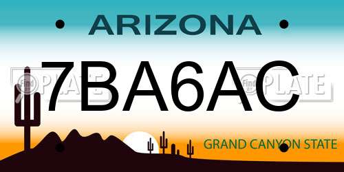 7BA6AC Arizona License Plate